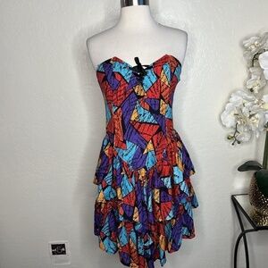 vintage night shift corset ruffled rayon mini dress In Multicolor Size 12 (S)